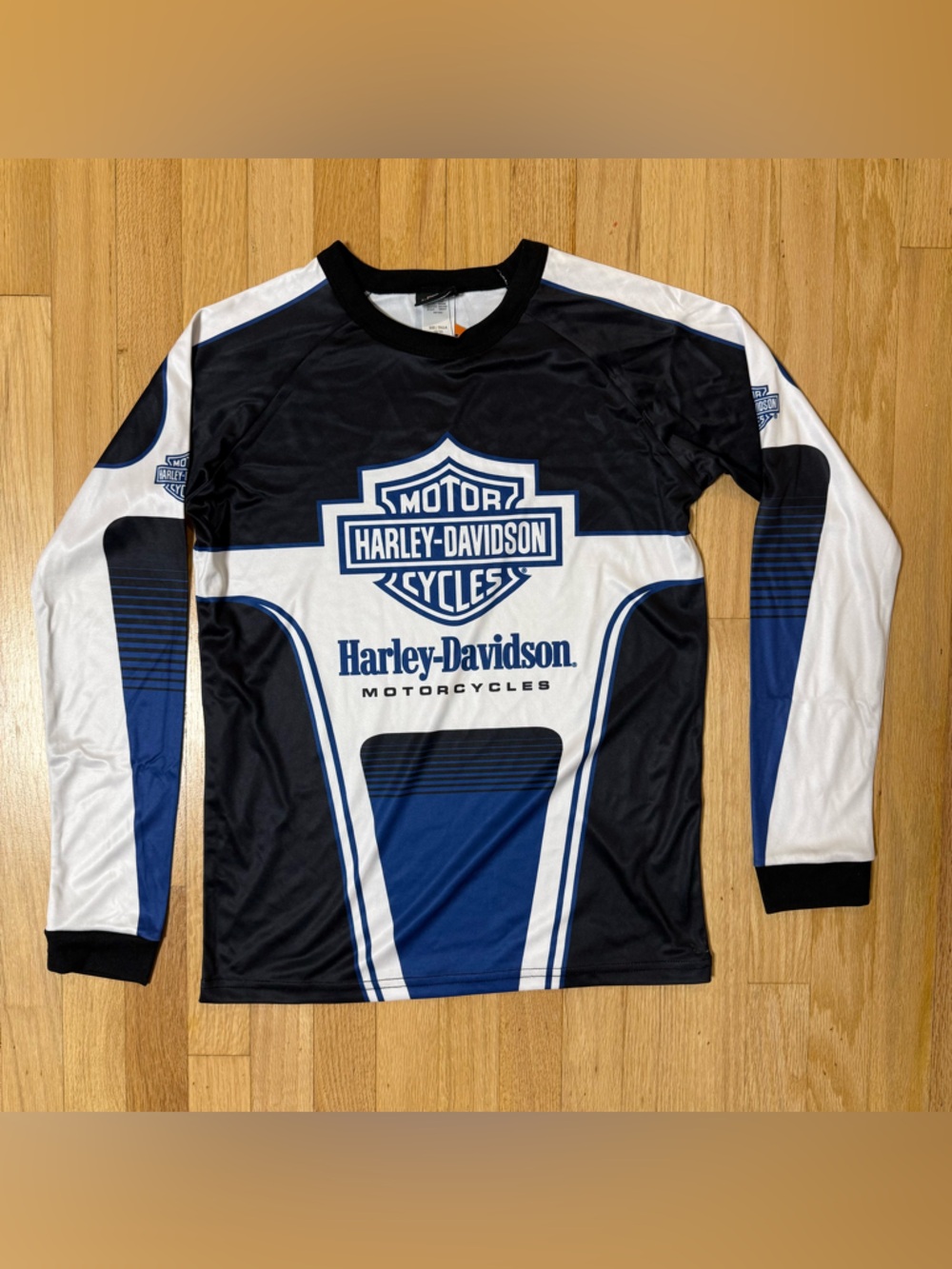 Harley-Davidson Black White and Blue Logo Racing Jersey Boys 12 Performance LS